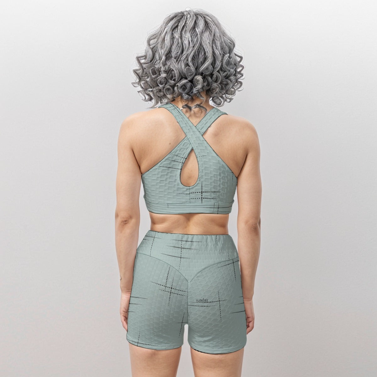 Shorts and Bra Exercising Set Subtle Sagebrush - Weave West