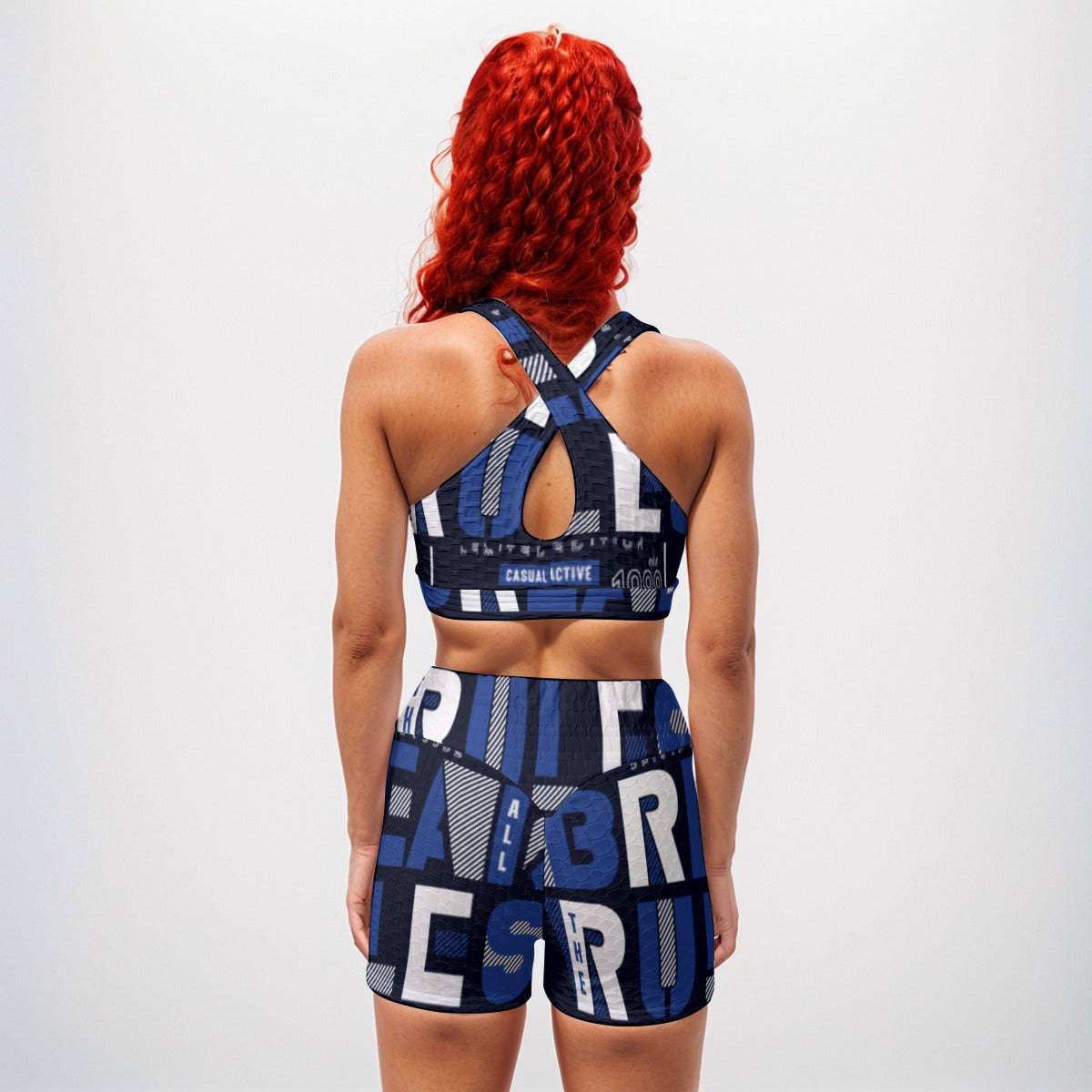 Shorts and Bra Exercising Set Nebula Alphabet | Matching Sets Women Workout - Weave West