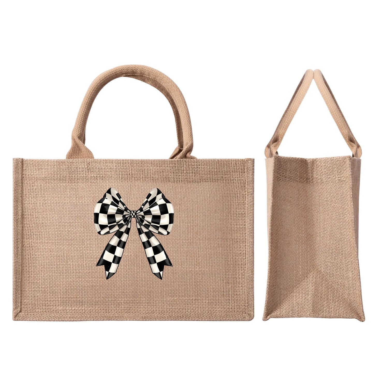 Burlap Tote Picnic Bag Bow 1 - Weave West
