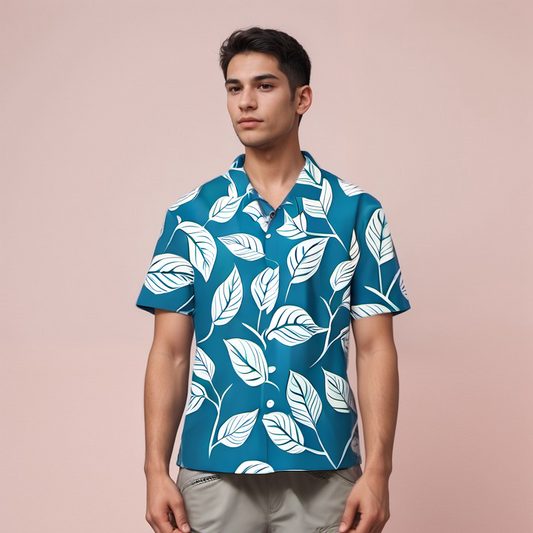 Hawaiian Shirt White Ash Leaf - Weave West