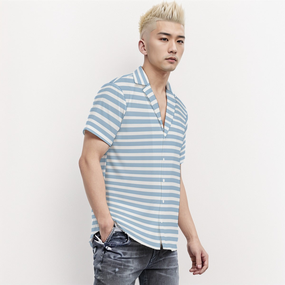 Body Fit Short Sleeve Shirt Stripe 3 - Weave West