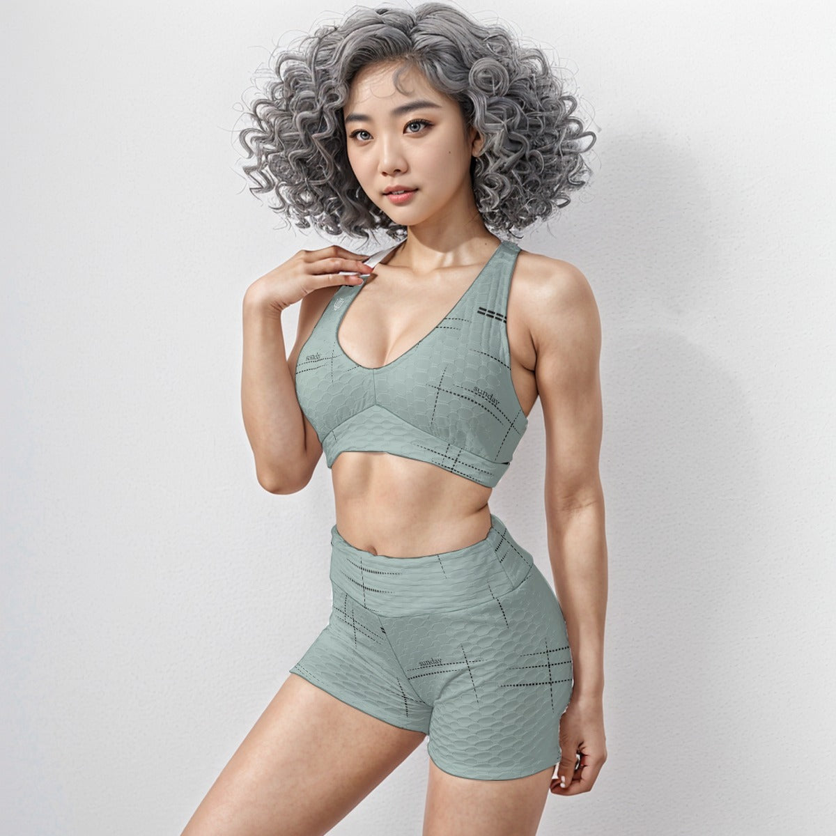 Shorts and Bra Exercising Set Subtle Sagebrush - Weave West