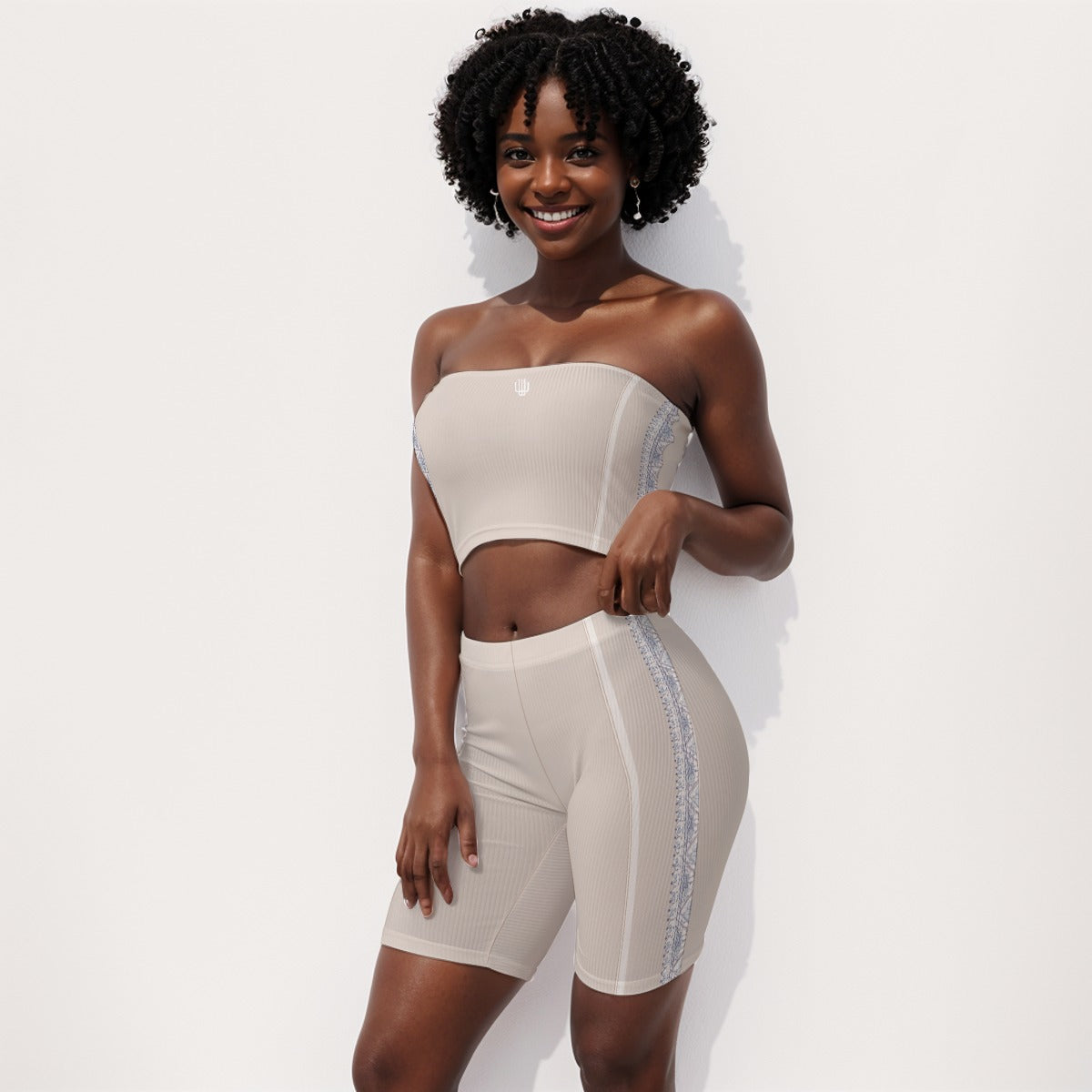 Tube Top And 7 Inch Inseam Shorts Set Cloudy Almond - Weave West