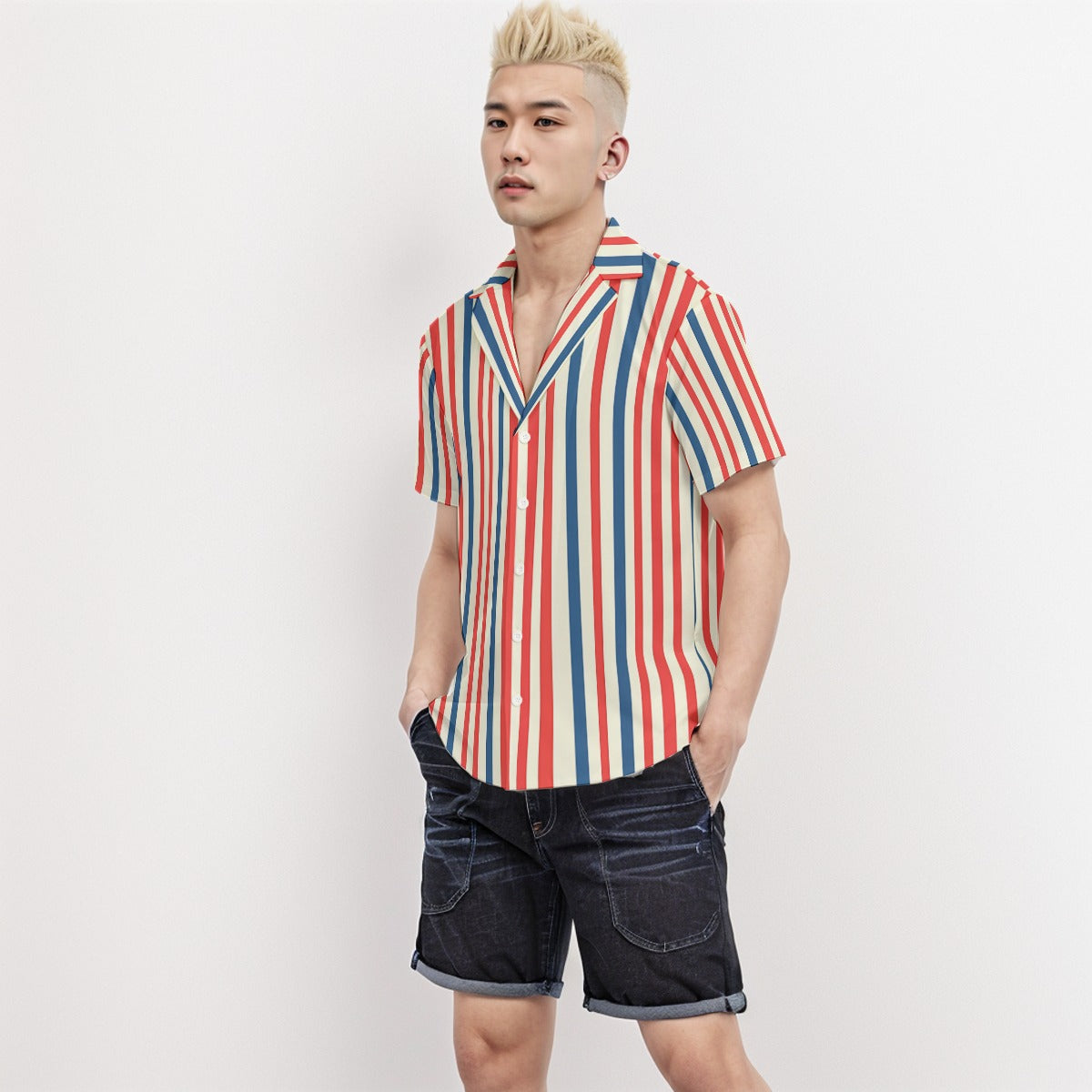 Body Fit Short Sleeve Shirt Stripe 4 - Weave West
