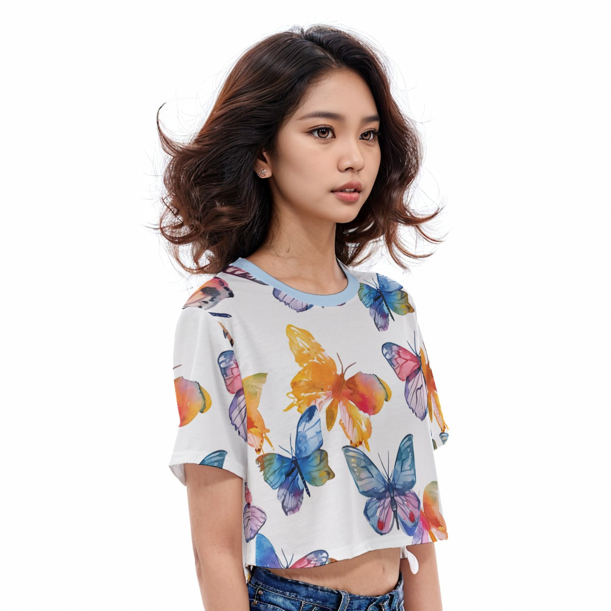 Casual Crop T-Shirt Butterfly 2 - Weave West