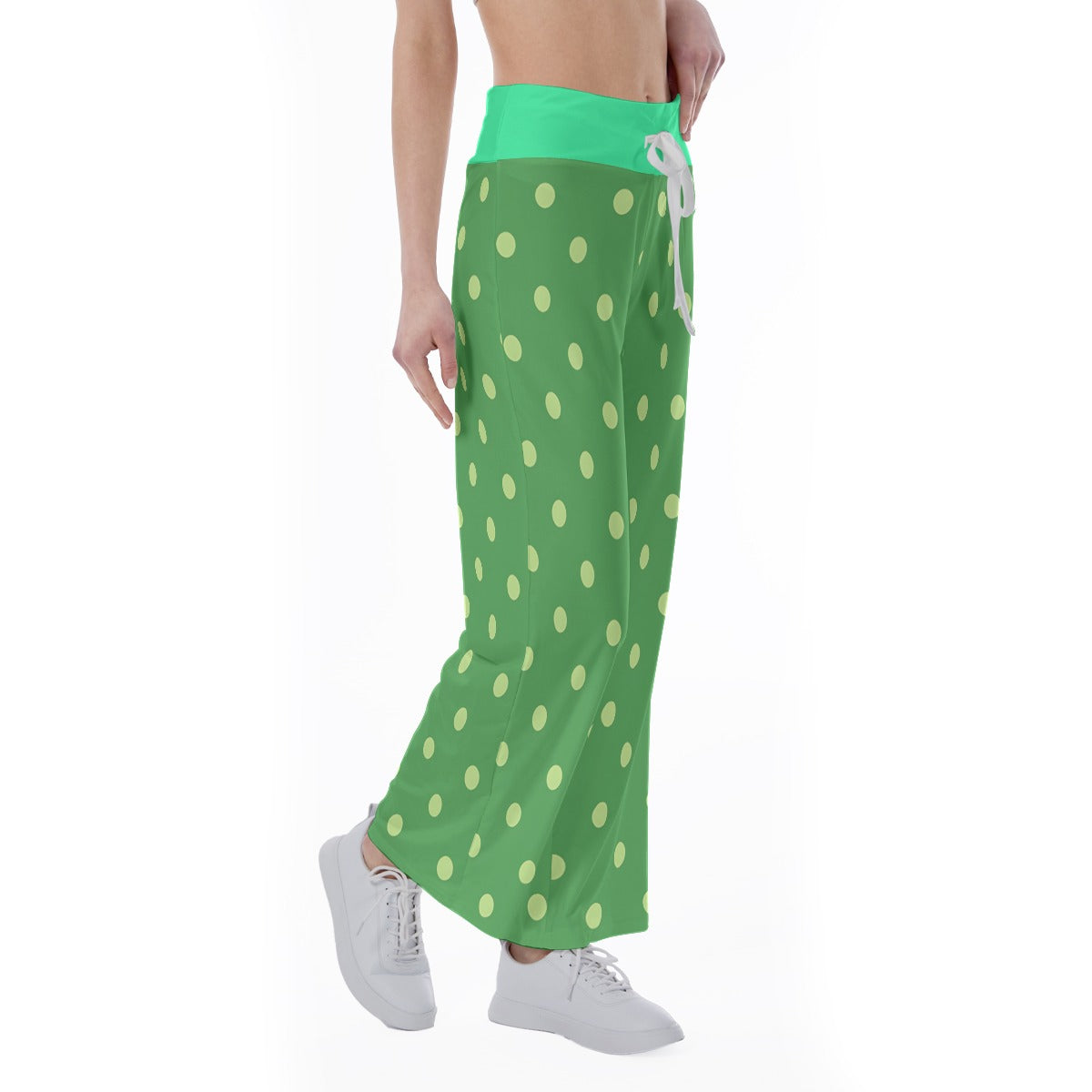 High-waisted Straight-leg Trousers Dots 1 - Weave West