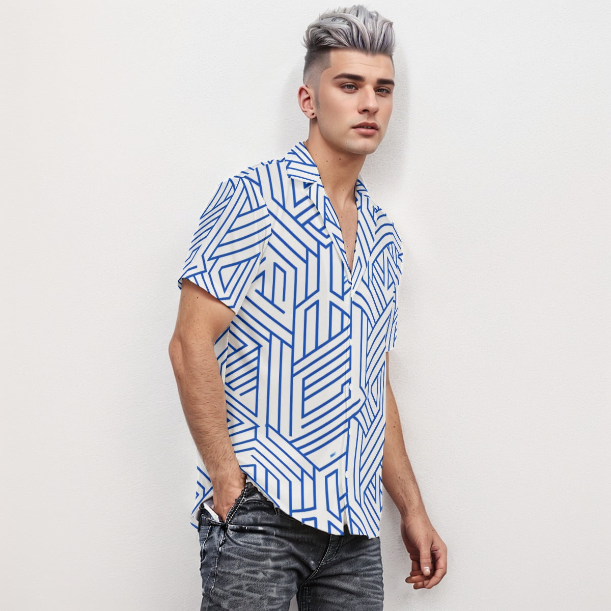Body Fit Short Sleeve Shirt Stripe 5 - Weave West