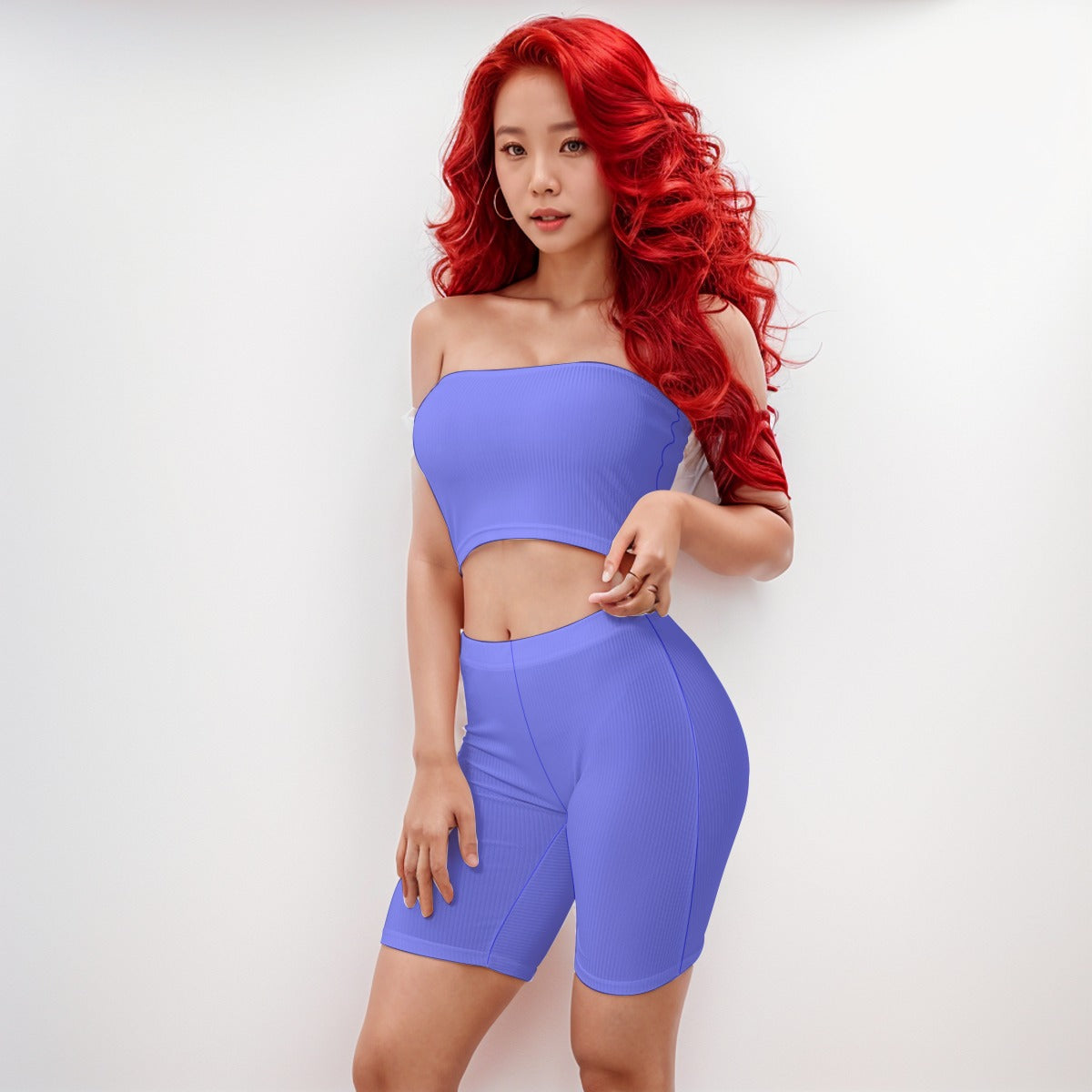 Tube Top And 7 Inch Inseam Shorts Set Periwinkle Polaris - Weave West