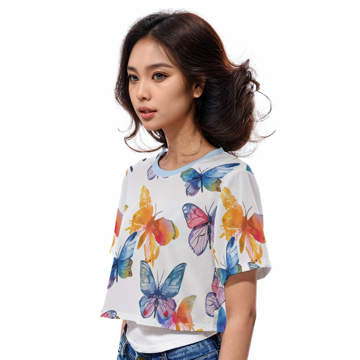 Casual Crop T-Shirt Butterfly 2 - Weave West
