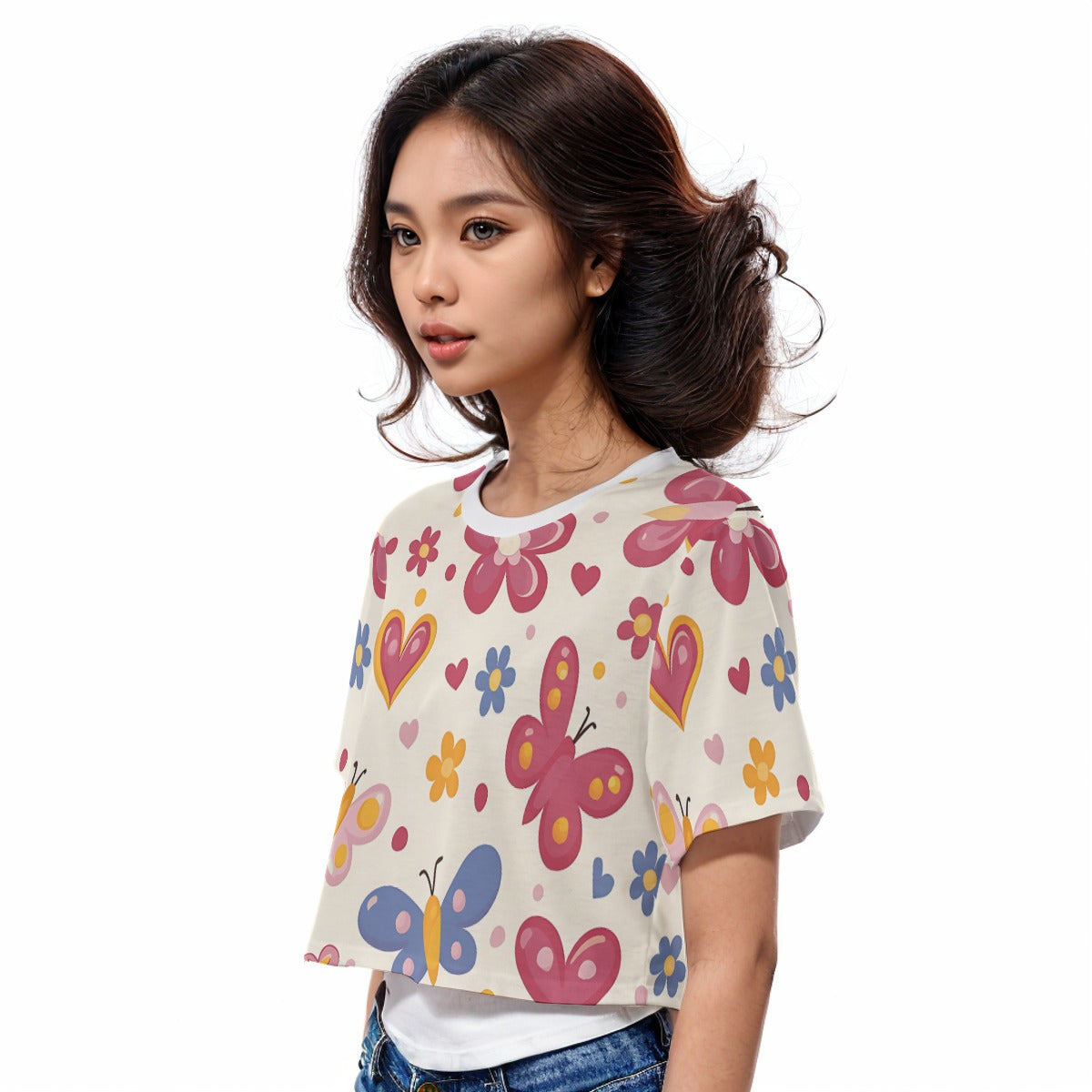 Casual Crop T-Shirt Butterfly 1 - Weave West