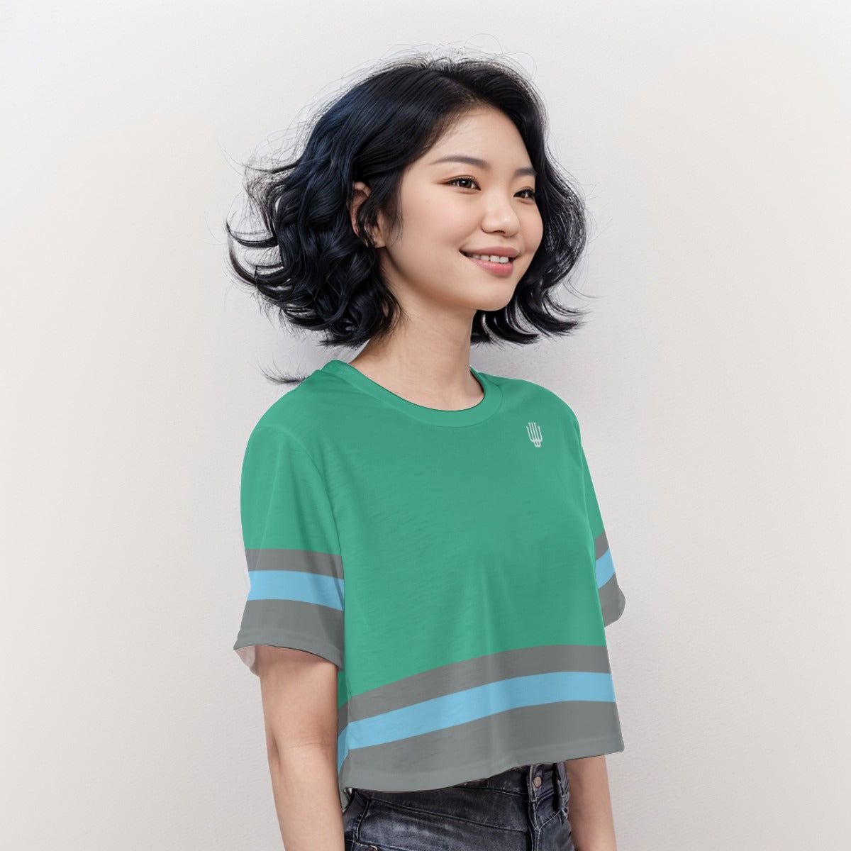 Casual Crop T-Shirt Oceanic Teal - Weave West