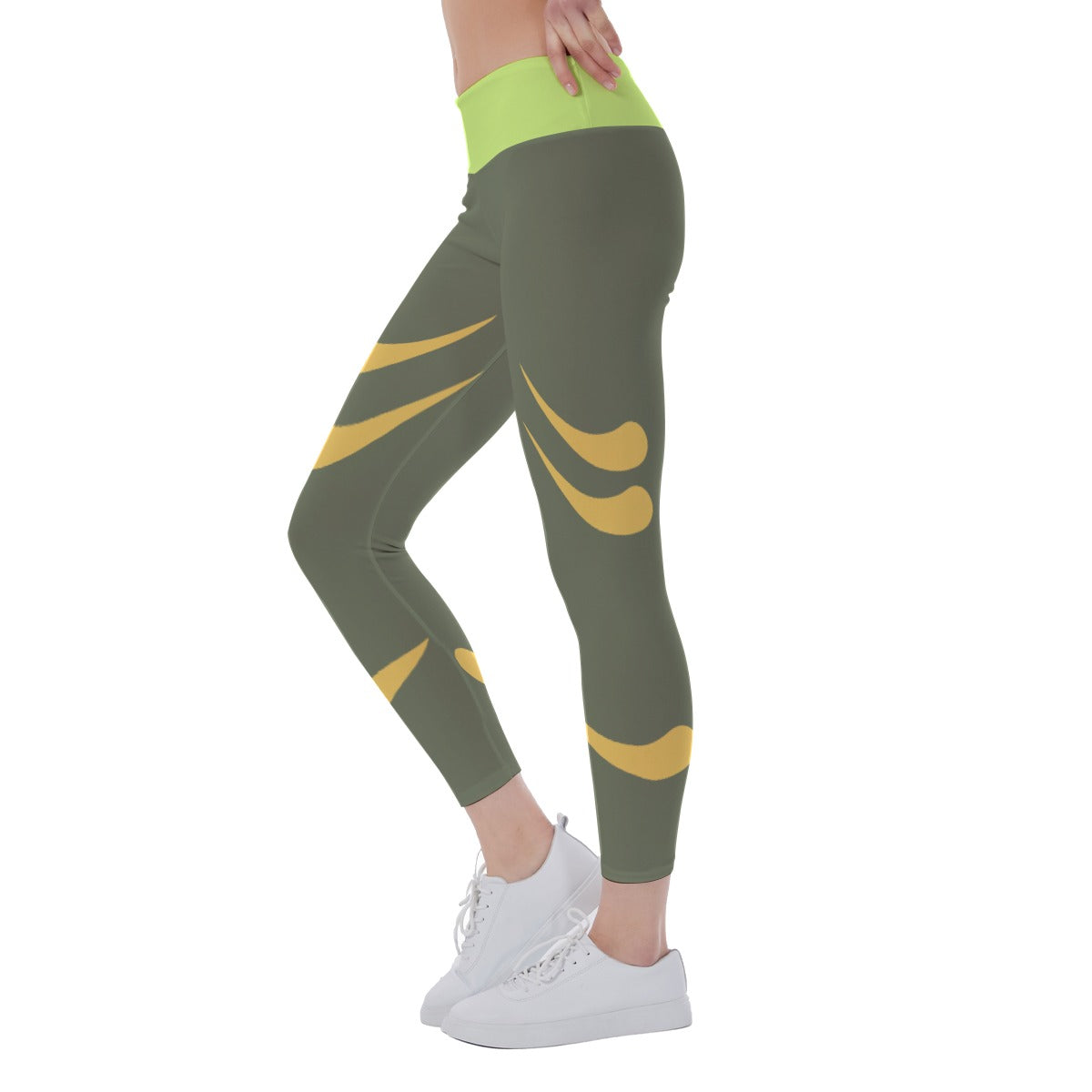 High Waist Ankle Leggings Olive Mantis - Weave West