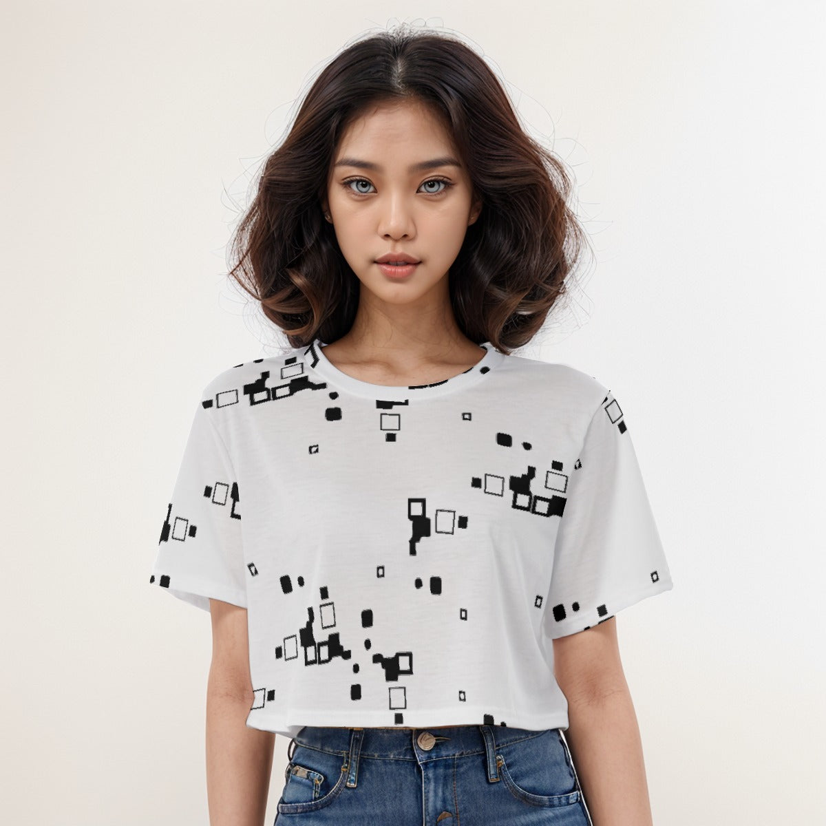 Casual Crop T-Shirt Glitch - Weave West