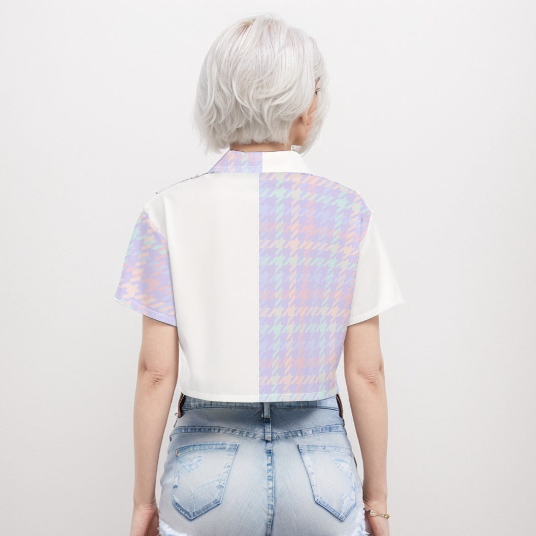 Short Sleeve Crop Shirt Gingham Pattern 2 - Weave West