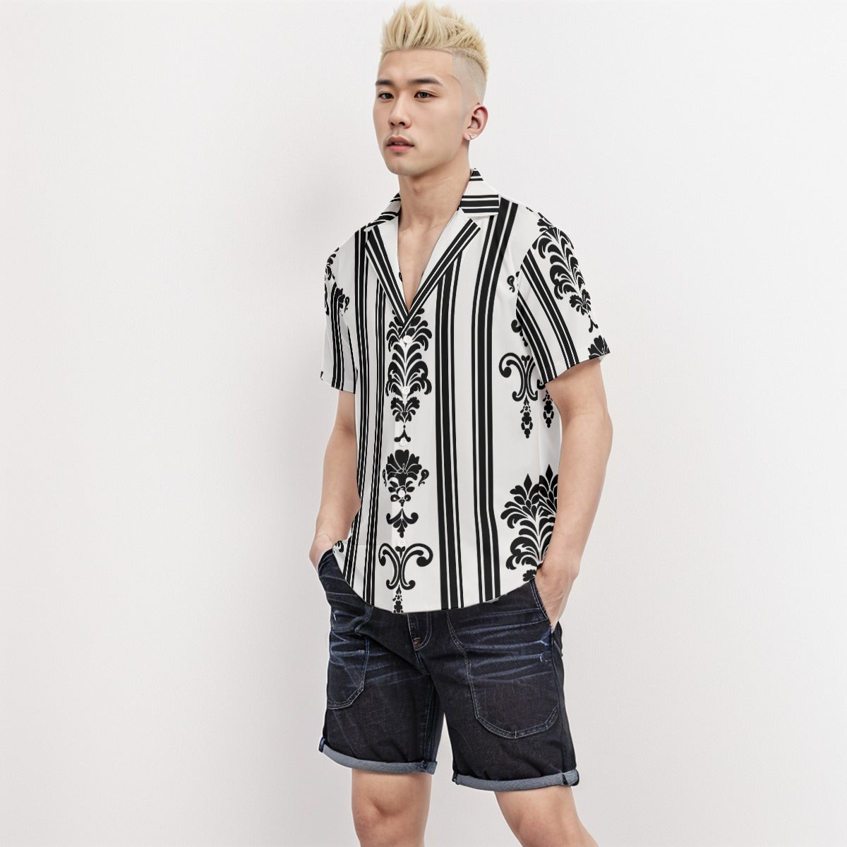 Body Fit Short Sleeve Shirt Stripe 3 - Weave West