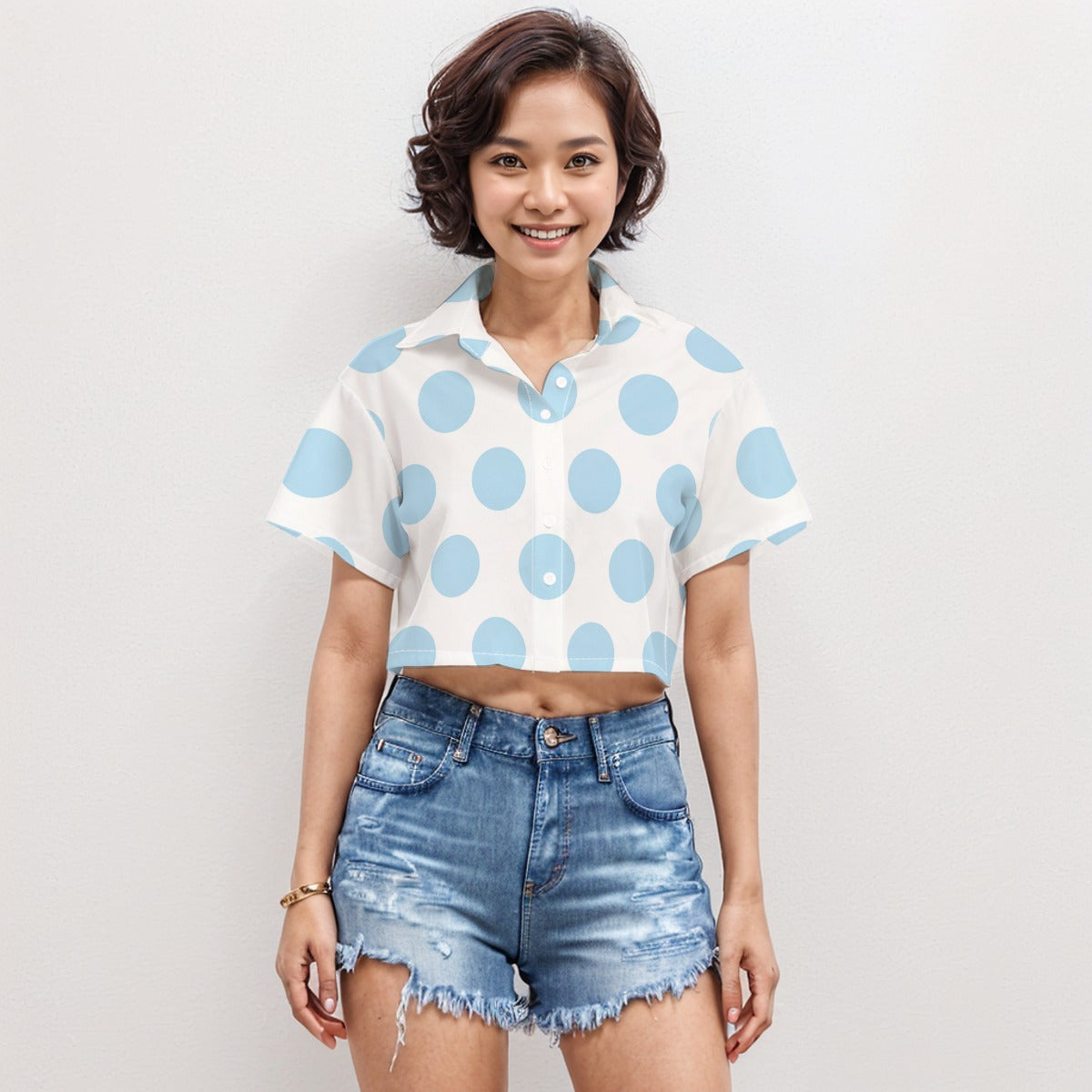 Short Sleeve Crop Shirt Dots 3 - Weave West