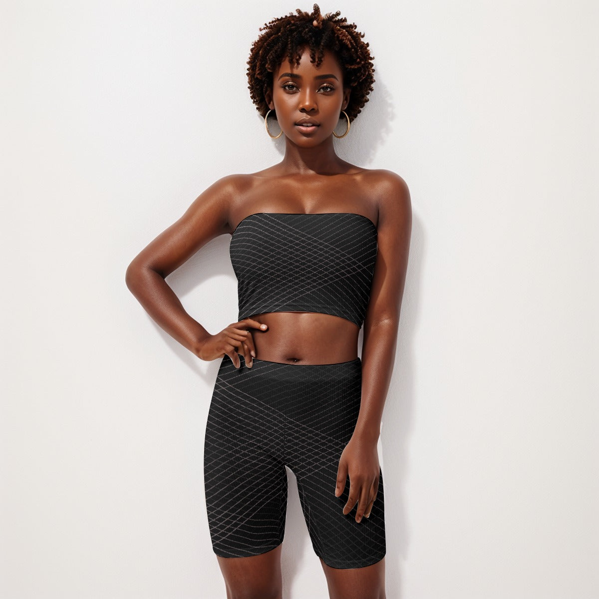 Tube Top And 7 Inch Inseam Shorts Set Crisscross Coal - Weave West
