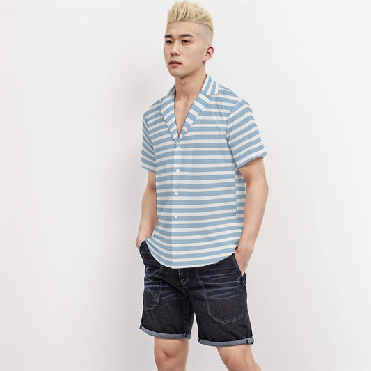 Body Fit Short Sleeve Shirt Stripe 3 - Weave West