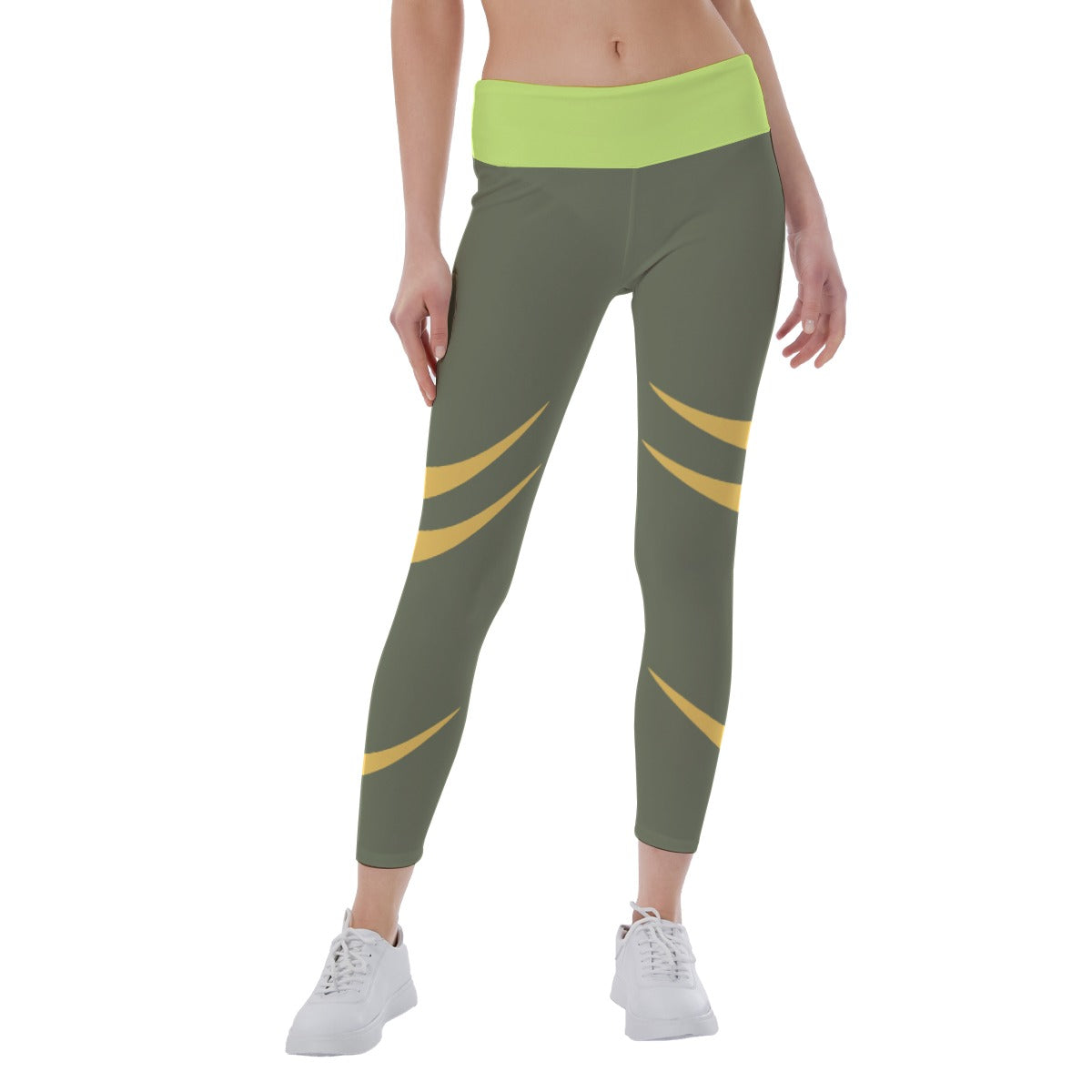 High Waist Ankle Leggings Olive Mantis - Weave West