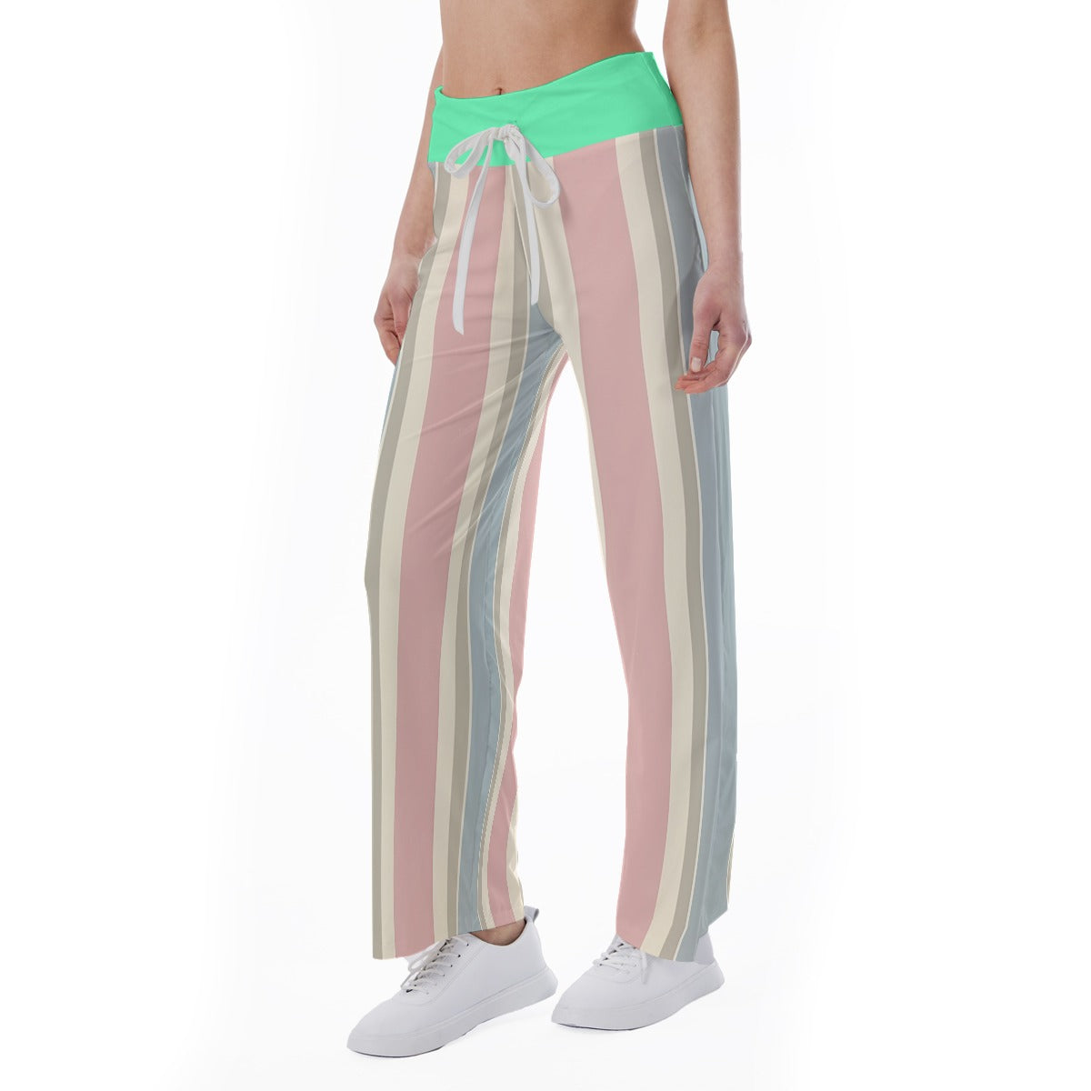 High-waisted Straight-leg Trousers Stripe - Weave West
