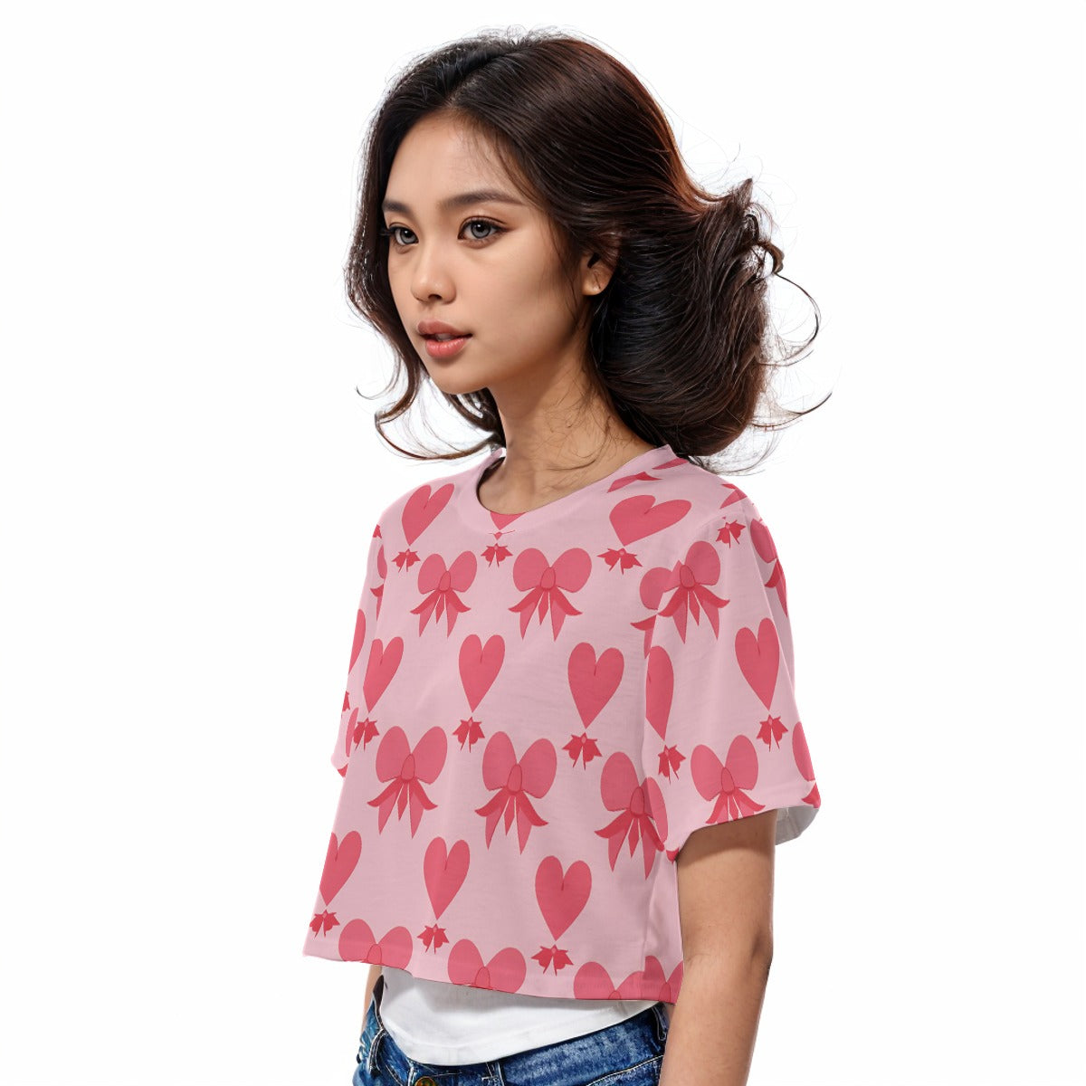 Casual Crop T-Shirt Red Heart - Weave West