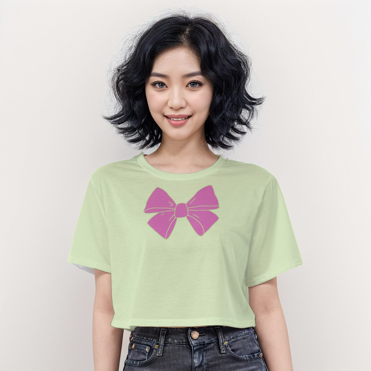Casual Crop T-Shirt Bow Tie 2 - Weave West