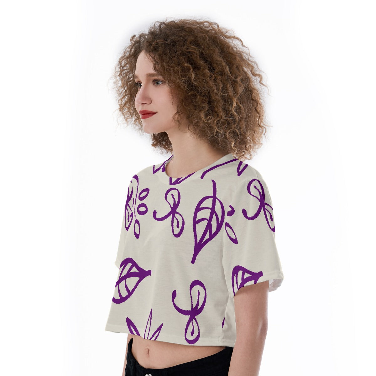 Casual Crop T-Shirt Lavender Leaf - Weave West