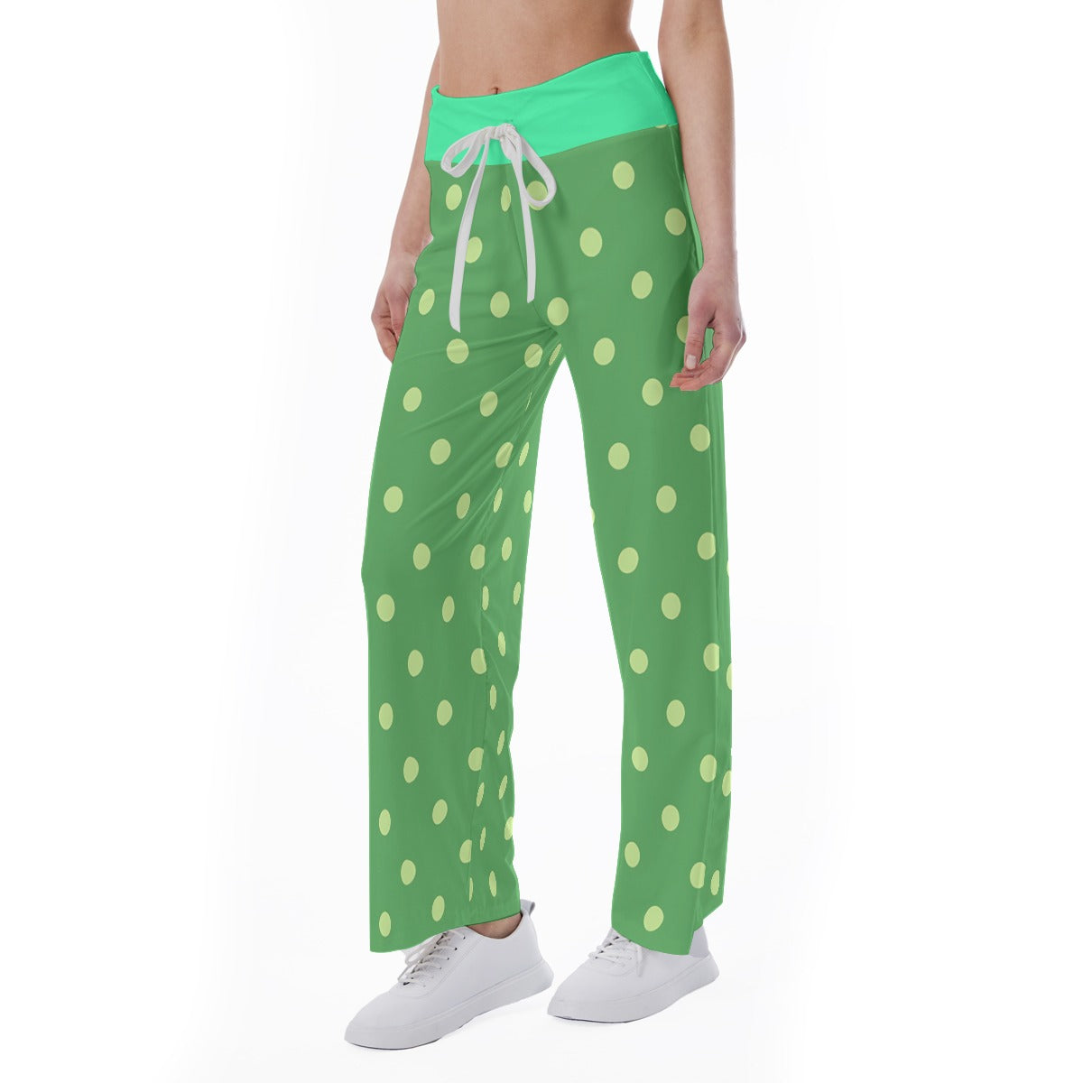 High-waisted Straight-leg Trousers Dots 1 - Weave West
