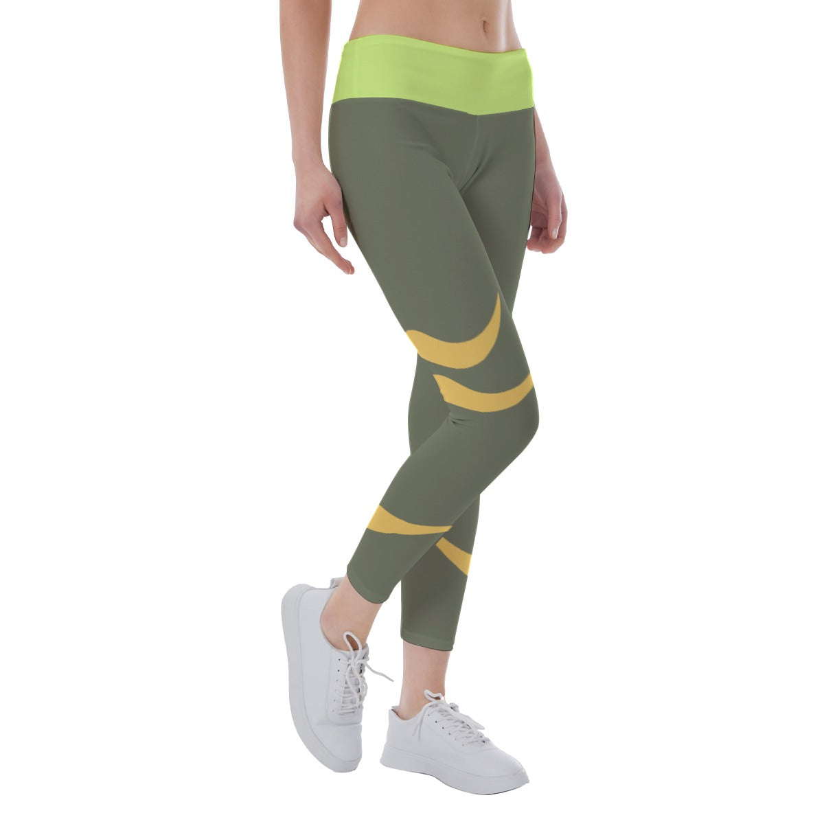 High Waist Ankle Leggings Olive Mantis - Weave West
