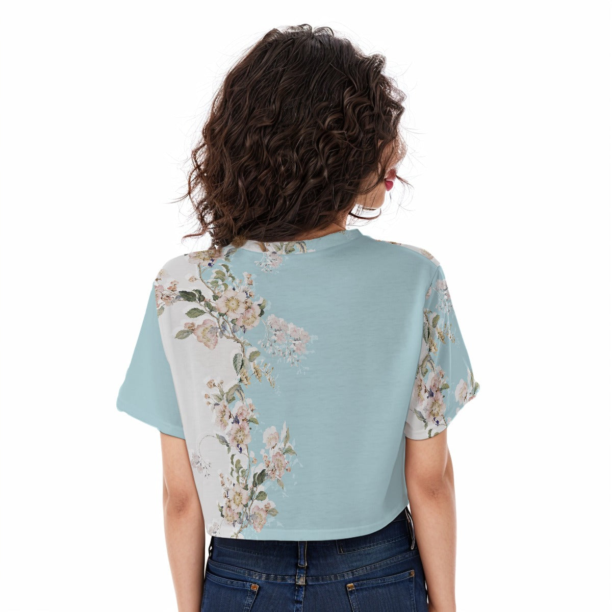 Casual Crop T-Shirt Floral Lagoon - Weave West