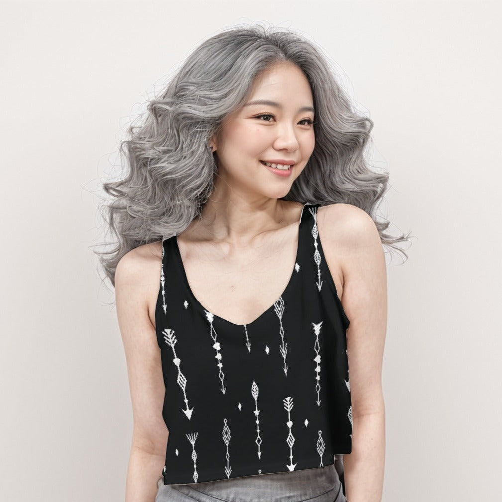 Crop Tank Top Ornament Carbon - Weave West
