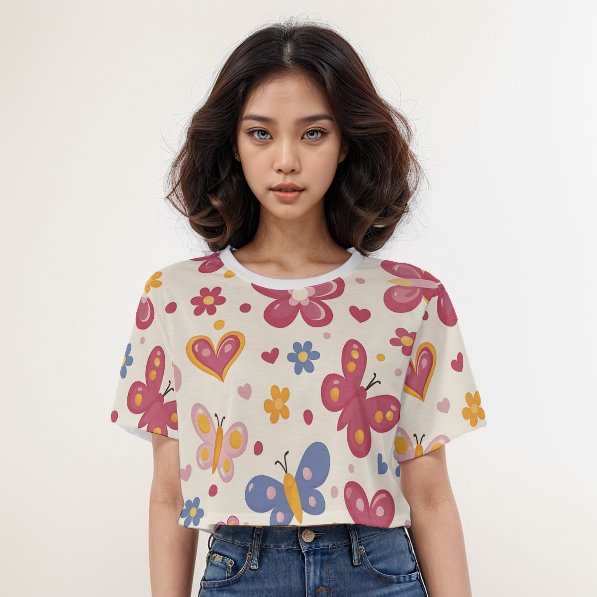 Casual Crop T-Shirt Butterfly 1 - Weave West