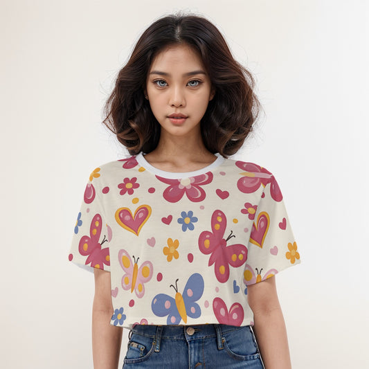 Casual Crop T-Shirt Butterfly 1 - Weave West