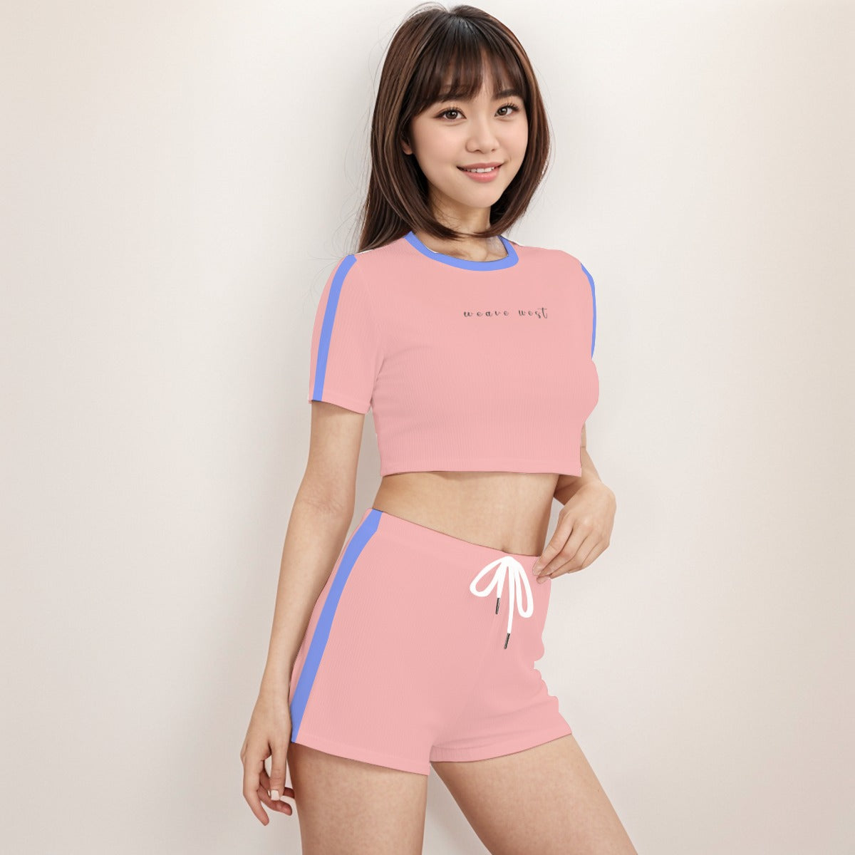 Crop Tee And Shorts Set Coral Haze - Weave West