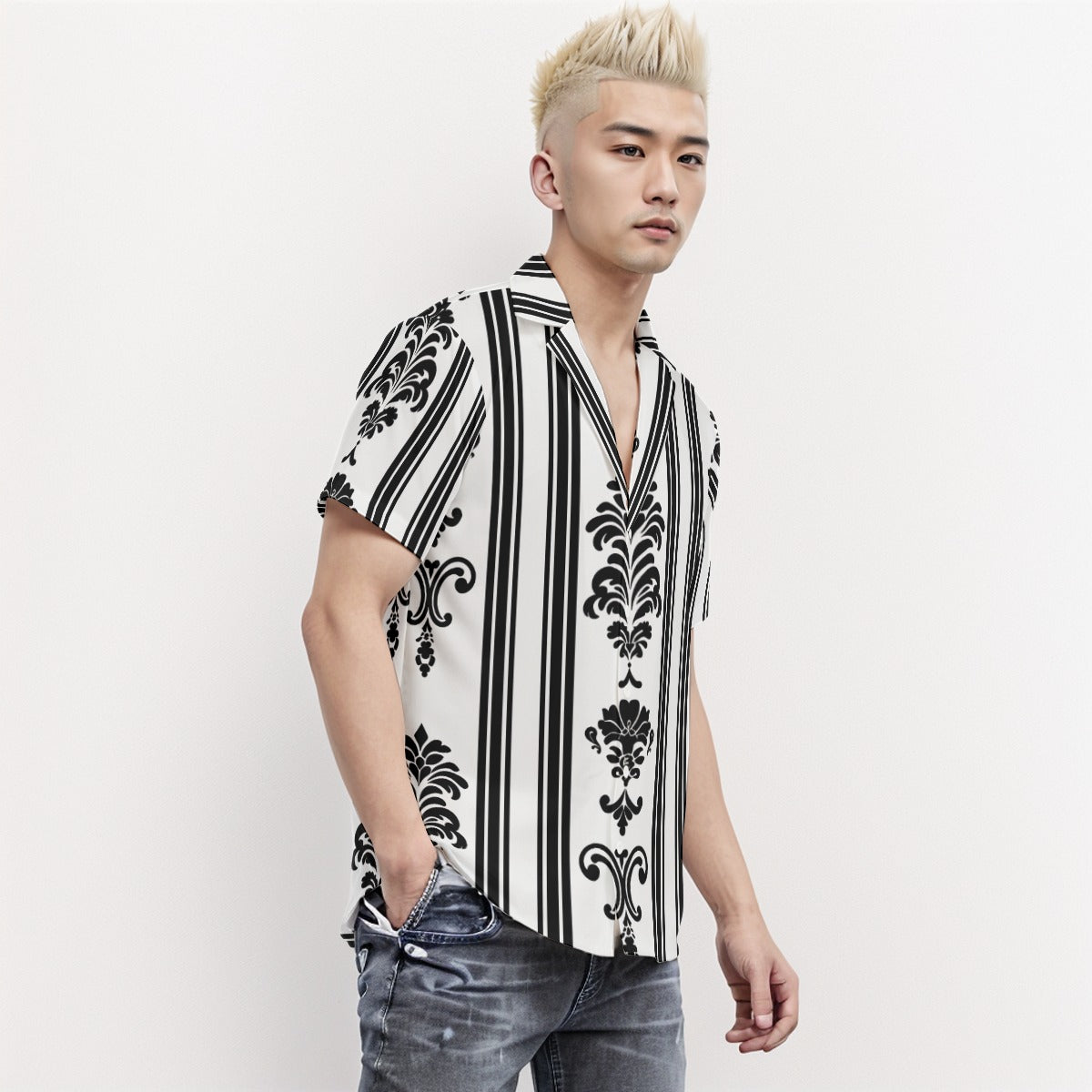 Body Fit Short Sleeve Shirt Stripe 3 - Weave West
