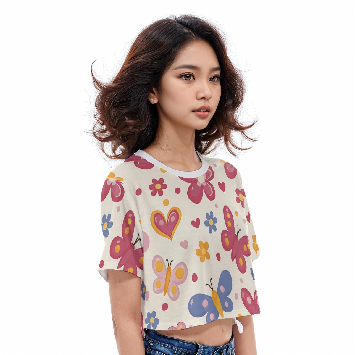 Casual Crop T-Shirt Butterfly 1 - Weave West