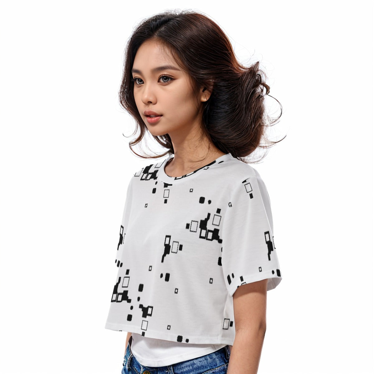 Casual Crop T-Shirt Glitch - Weave West