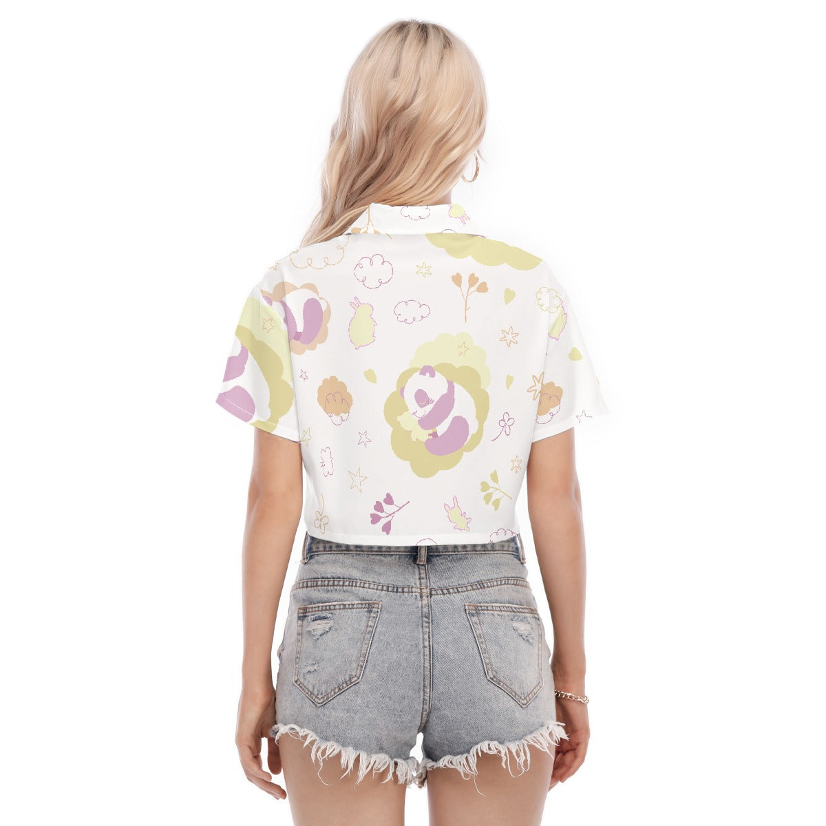 Short Sleeve Crop Shirt Sleepy Panda - Weave West
