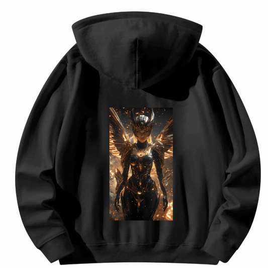 Halloween Customized Black Hoodie with Back Print Holy Angel - Weave West