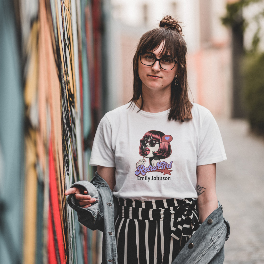 Personalized Soft Cotton Tee (Retro Girl) - Weave West