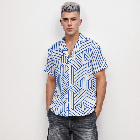 Body Fit Short Sleeve Shirt Stripe 5 - Weave West