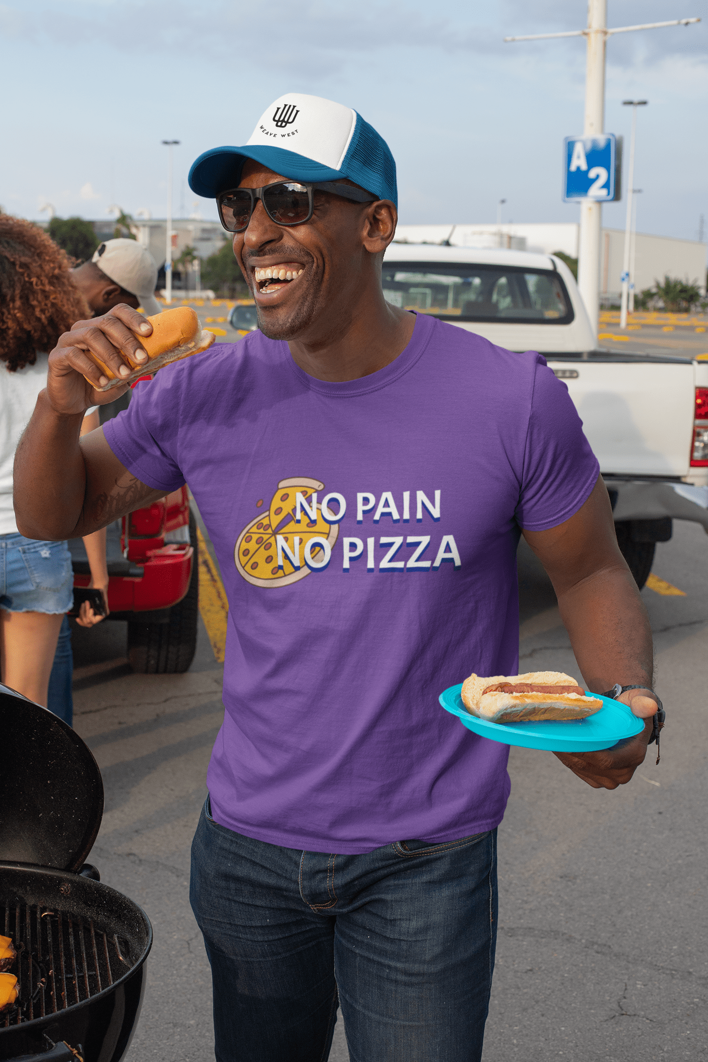 Premium Classic Fit Cotton Tee Gym No Pain No Pizza - Weave West