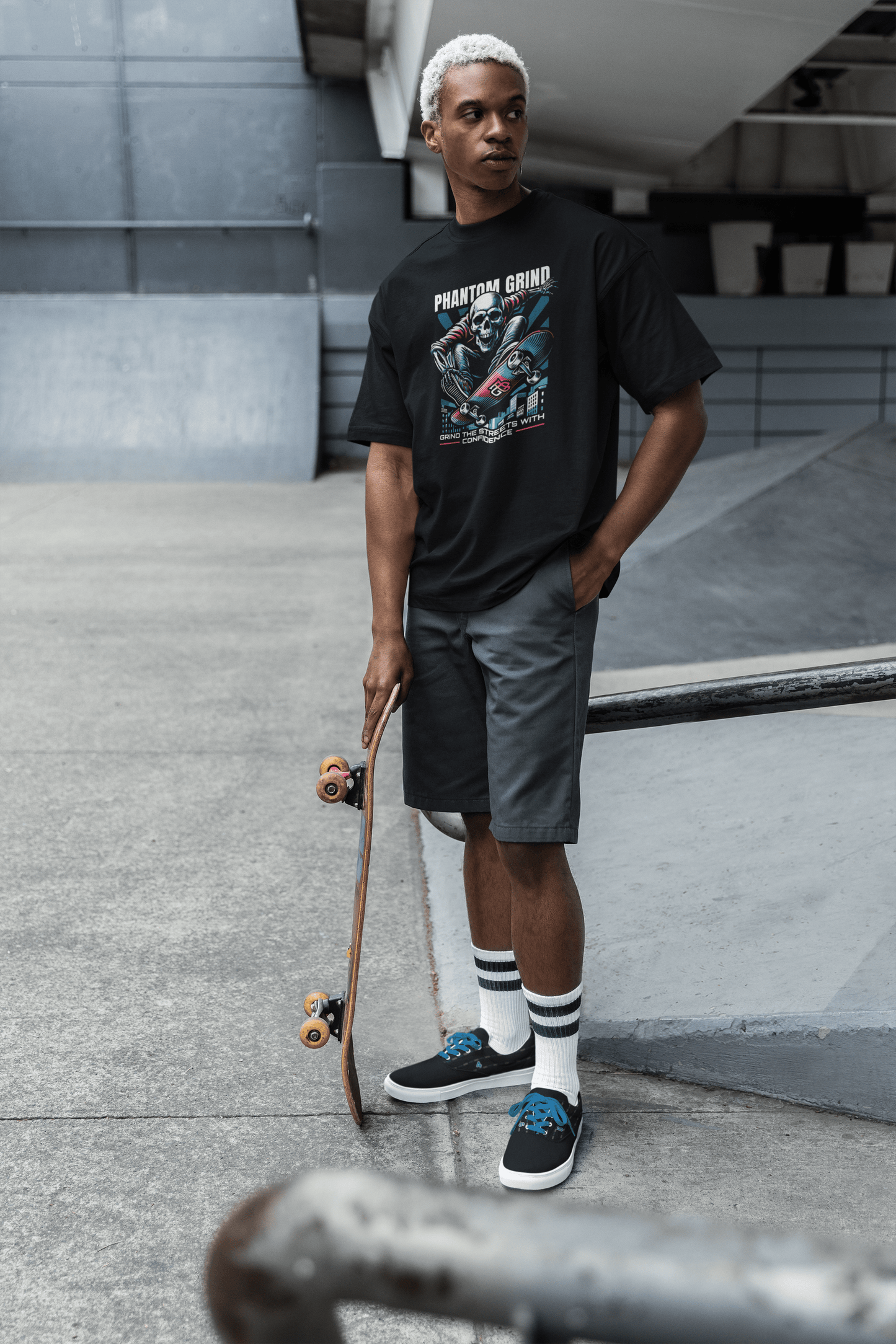High Quality Cotton Oversized Loose-Fit Tee Phantom Grind - Weave West