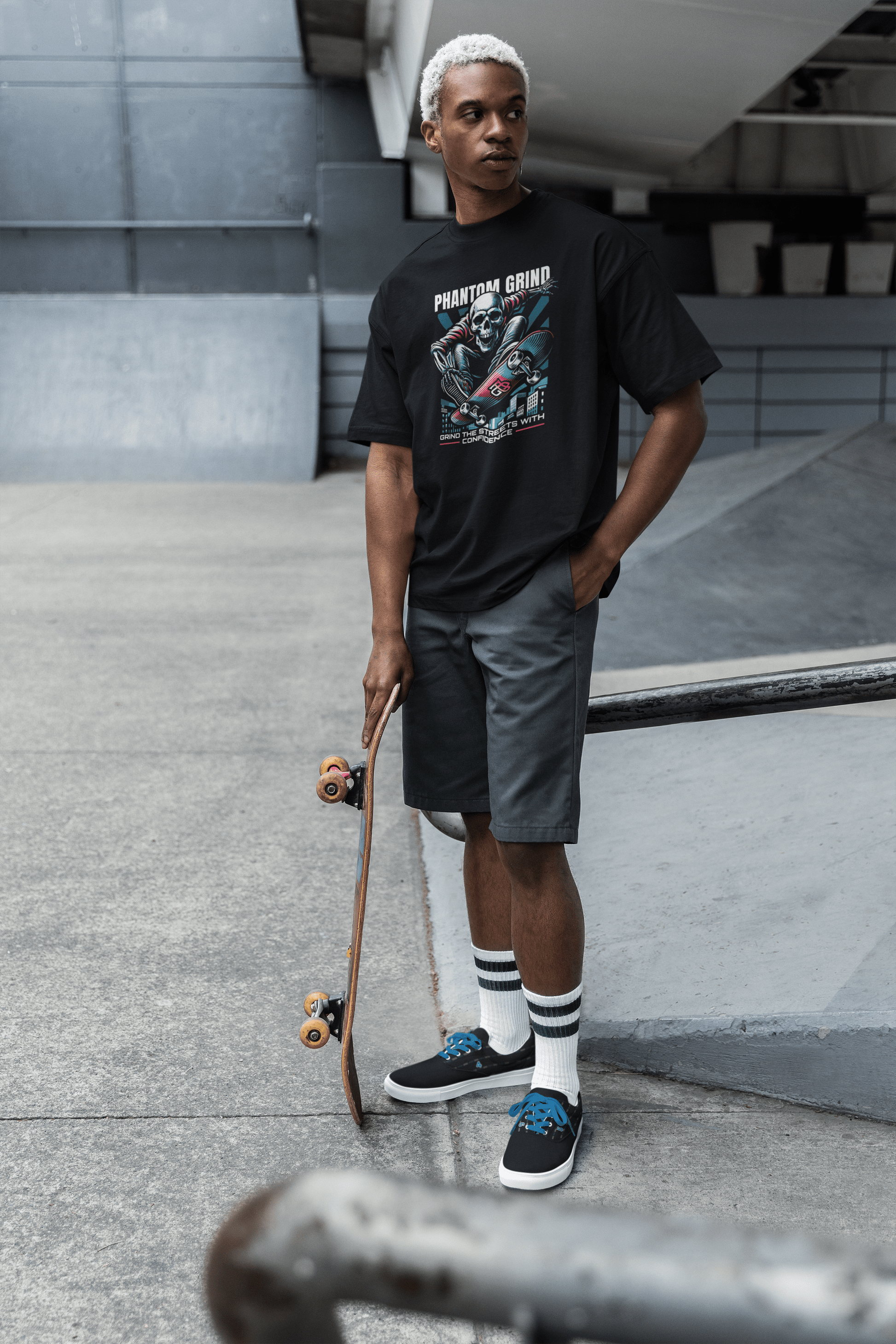 High Quality Cotton Oversized Loose-Fit Tee Phantom Grind - Weave West