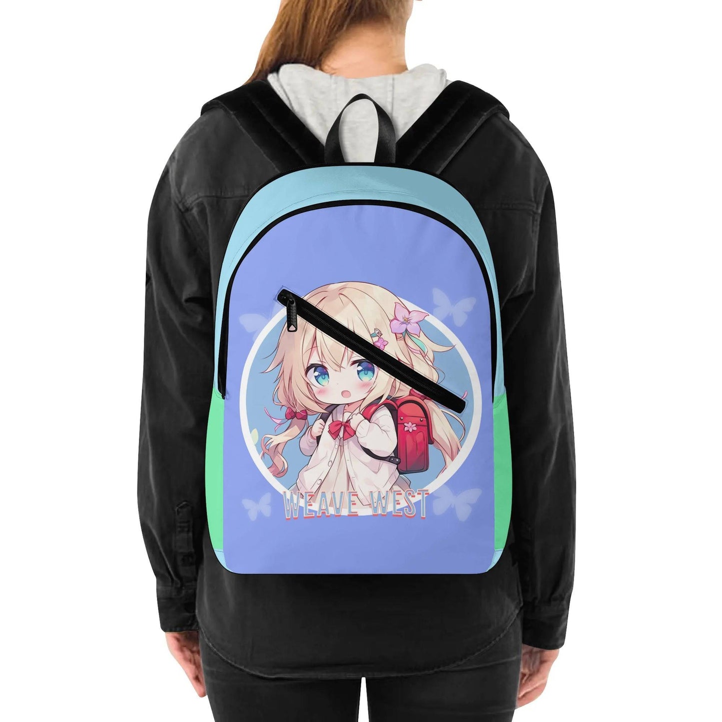 Everyday Backpack Butterfly Girl | Girl Diagonal Zipper School Backpack - Weave West