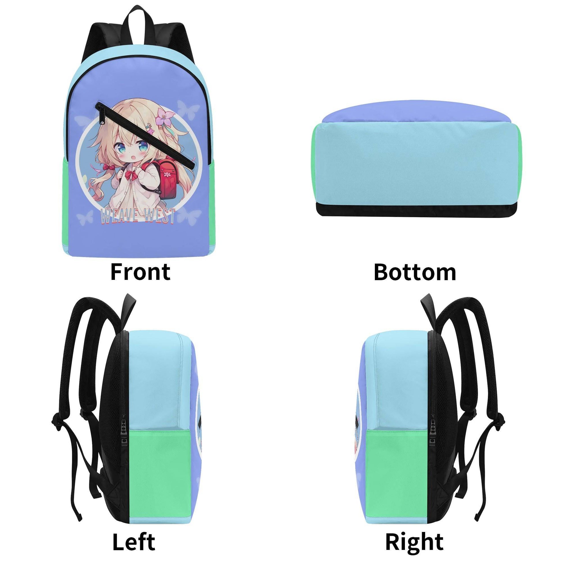 Everyday Backpack Butterfly Girl | Girl Diagonal Zipper School Backpack - Weave West