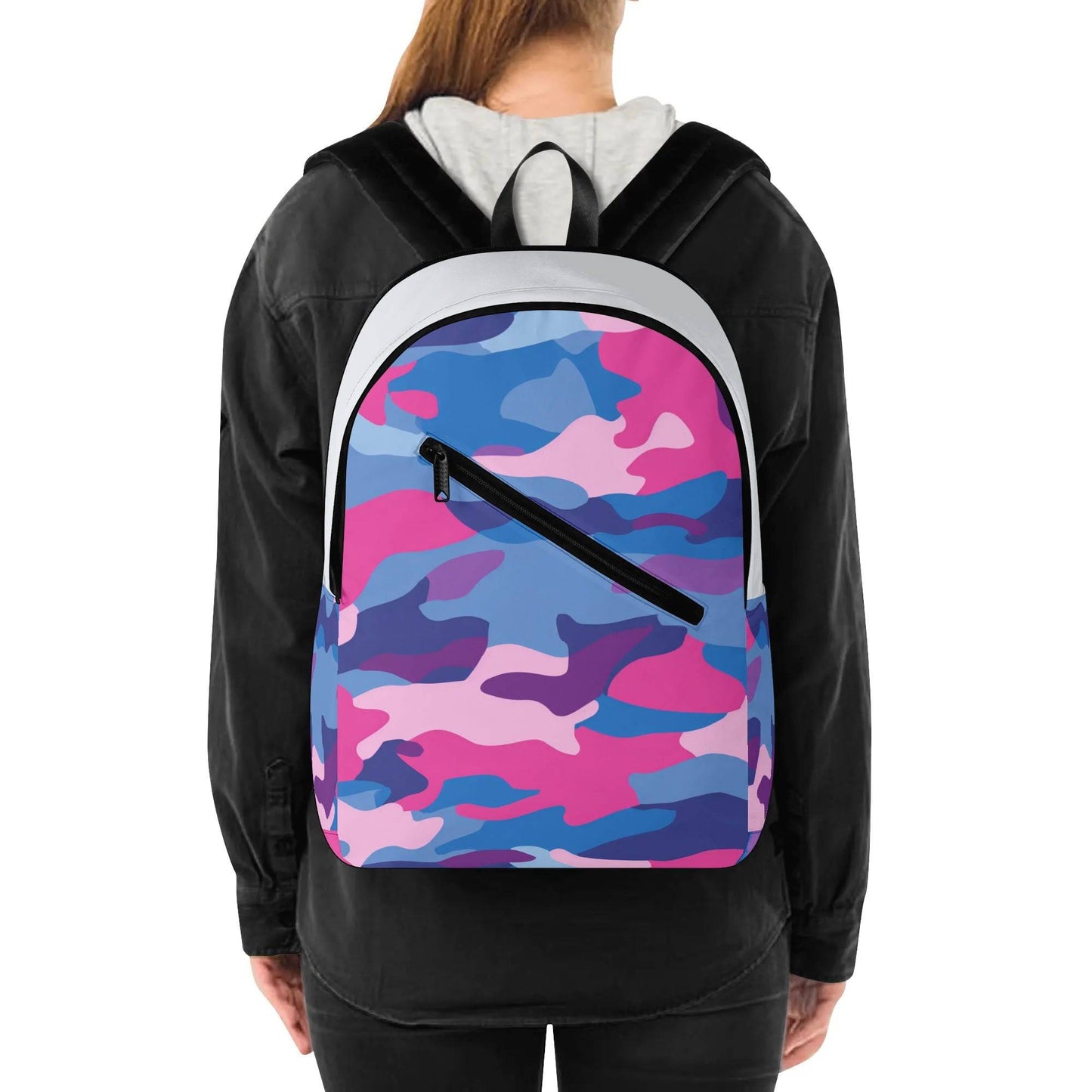 Everyday Backpack Camo 1 | Girl Diagonal Zipper School Backpack - Weave West