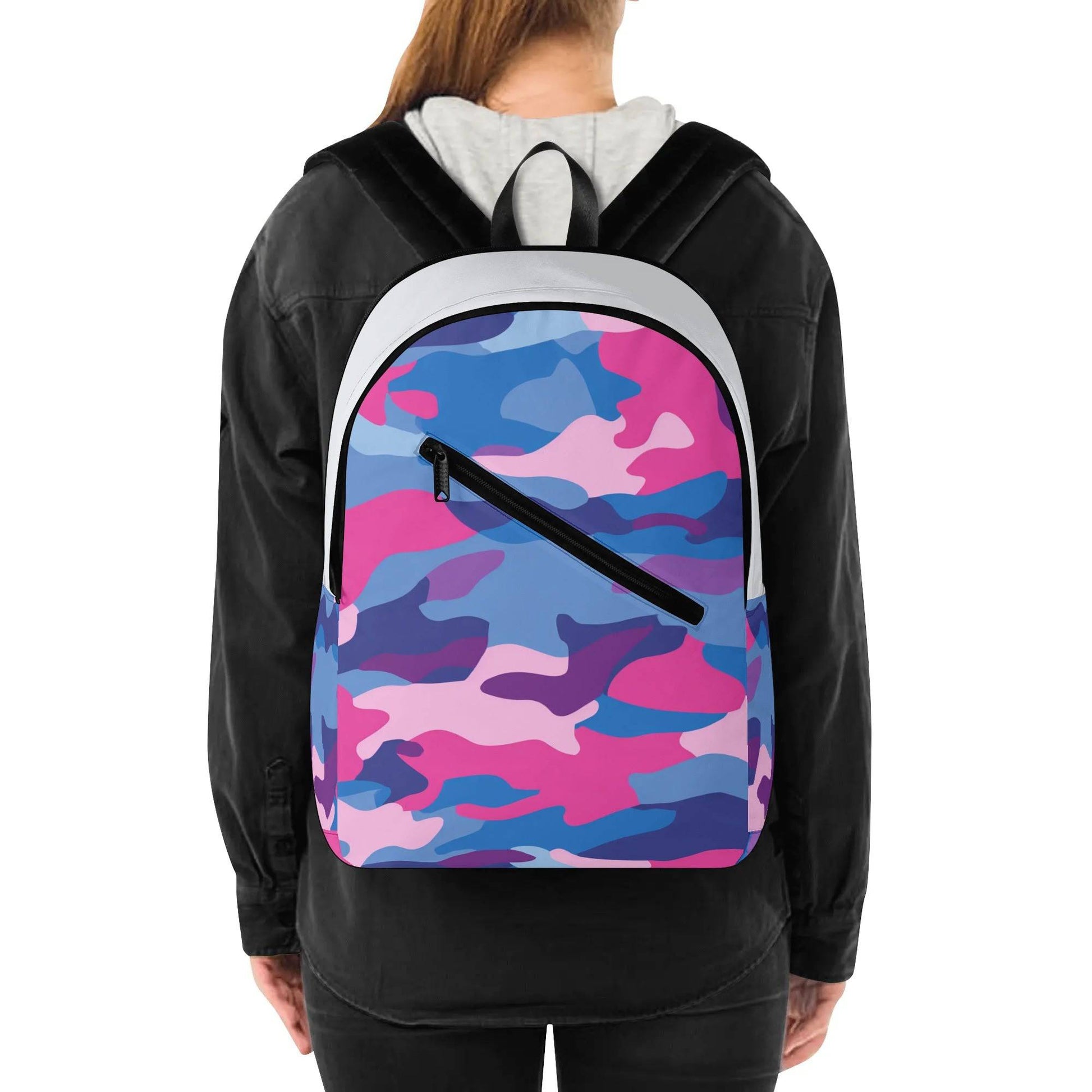 Everyday Backpack Camo 1 | Girl Diagonal Zipper School Backpack - Weave West