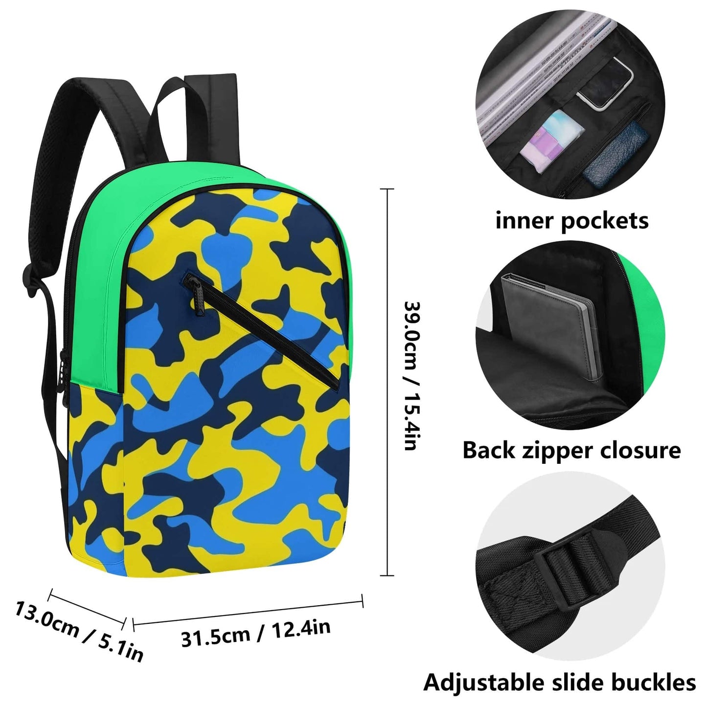 Everyday Backpack Camo 2 | Girl Diagonal Zipper School Backpack - Weave West