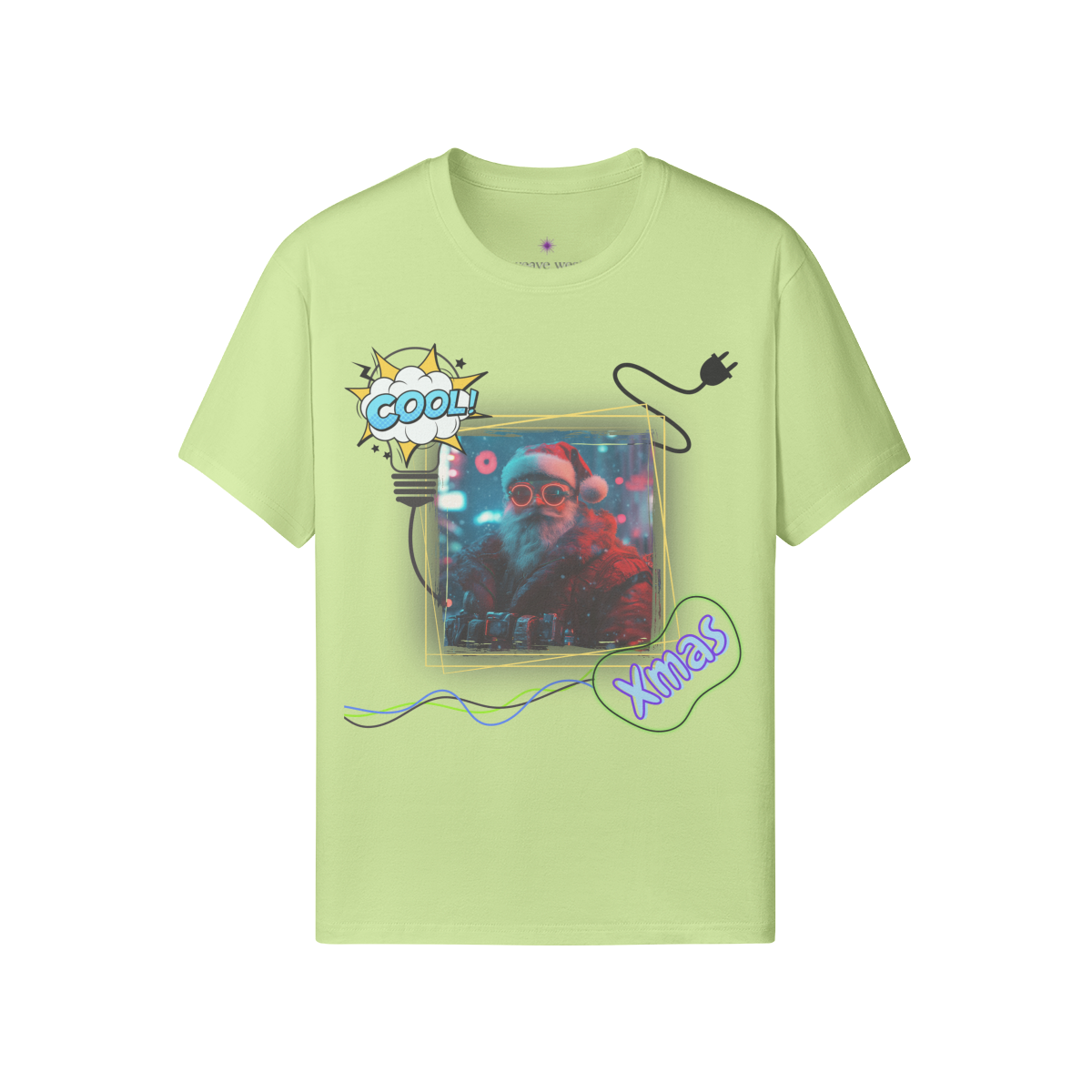 'Neon Santa' Soft Cotton Xmas T-shirt